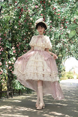 Multi-Color Bellflower Print Ruffle Lace Sweet Princess Lolita Dress - Product - 10