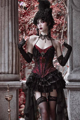 Black/Red Duchess Rococo Fishbone Girdle Multi-layer Ruffle Gothic Lolita Skirt - Product - 9