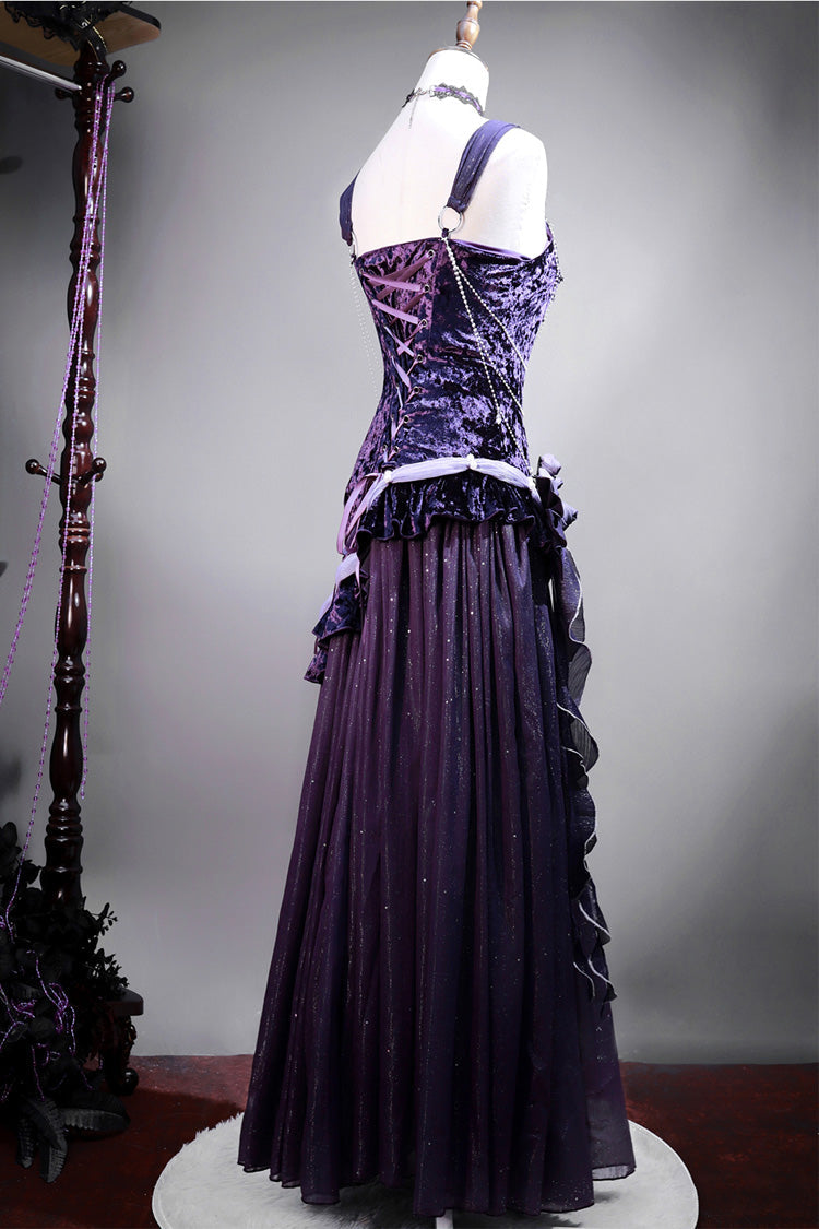 Purple [Madame Butterfly] Ruffle Bowknot Lace Sweet Elegant Gorgeous Lolita Jsk Dress - Product - 5