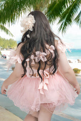 Pink Sleeveless Bow Lace Sweet Lolita Two-piece Swimsuit - Product - 9