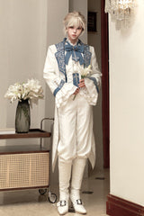 White [Moonlit Paladin Prince] Ruffle Embroidery Bowknot Classic Prince Handsome Ouji Lolita Set - Product - 2