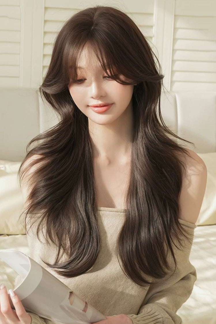 Cool Black Brown Effortless Layered Sweet Lolita Long Voluminous Big Wave Wig - Product - 7