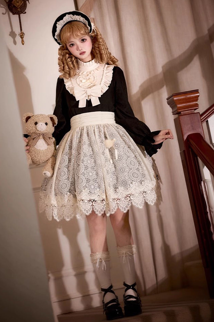 Black [Twilight Choir] Long Sleeves Bowknot Lace Sweet Vintage Lolita Dress 2 Versions - Product - 11