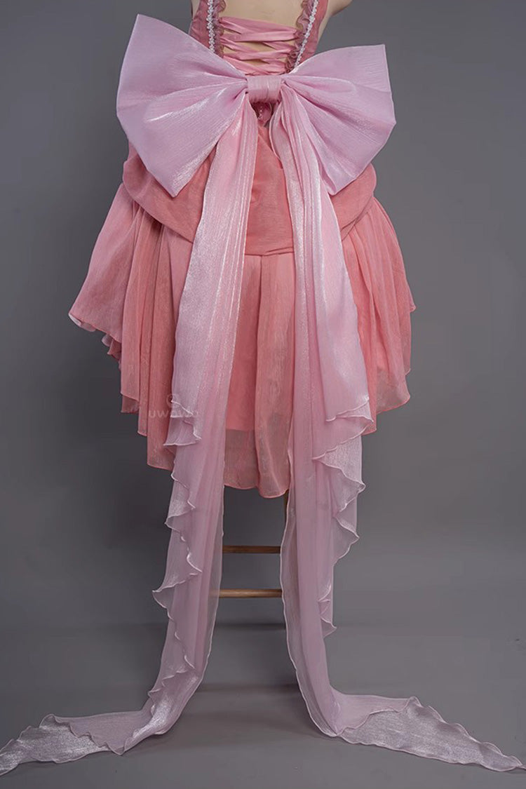 Pink Humanoid Computer Angel Bowknot Lace Sweet Princess Lolita Jsk Dress - Product - 5