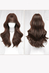 Dark Red Bean Paste Fluffy Natural Long Wavy Curls Sweet Daily Lolita Long Wig - Product - 5