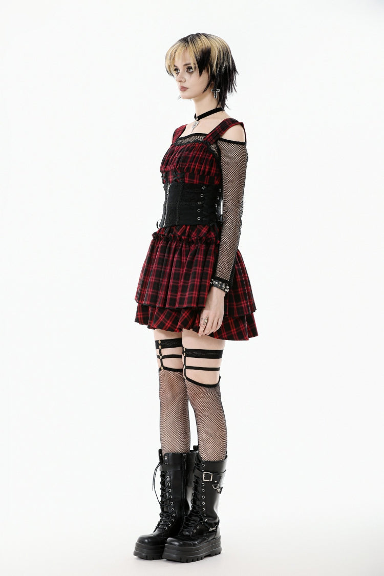 Black Floral Pattern Lace-Up Zippered Women's Gothic Waist Corset - Product - 9