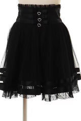Japanese Multi-Layered Ruffle Lace Sweet Jirai Kei Skirt 3 Colors - Black - 2