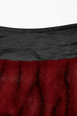 Black/Red Faux Fur Stitching Faux Leather Lace-Up Women's Punk Skirt - Product - 5