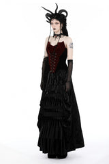 Red/Black Sleeveless Women's Gothic Bat Overbust Corset - Product - 10