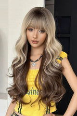 Gold‑Brown Balayage Ombre Y2K Asian Girl Vibe Seamless Sweet Lolita Long Curly Wig - Gold-Brown - 1