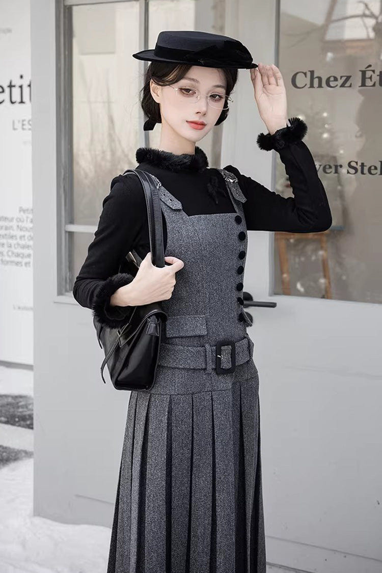 Grey [Letters & Poems · Grace] Ruffled Daily Elegant Classic Lolita Jsk Dress 2 Versions - Product - 12