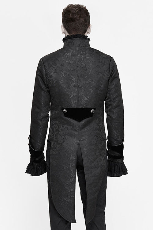 Black Bird Shaped Patchwork Swallowtail Mens Gothic Coat - Product - 3