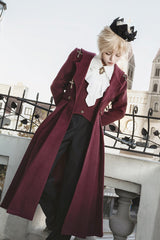 Dark Red [The Legend of Dracula] Long Sleeves Gothic Prince Handsome Cool Ouji Lolita Coat - Product - 9
