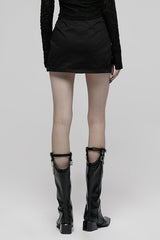 Black Heavy Industrial Hem Slit Design Multi-Pocket Zipper Trim Sexy Women's Punk Mini Skirt - Product - 3