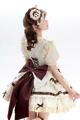 Ivory Chocolate Sleeveless Double-Layered Ruffle Bowknot Sweet Plus Size Lolita Jsk Dress - Product - 3