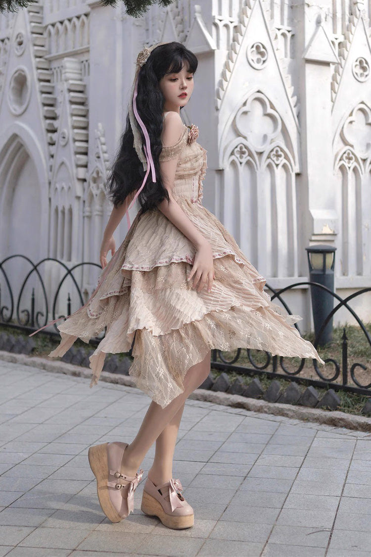 Yellow Sleeveless High Waisted Print Irregular Sweet Lolita Jsk Dress - Product - 8