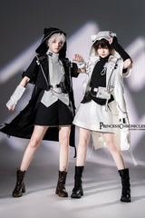 White Functional Style Stand Collar Short Sleeves Ouji Fashion Prince Handsome Lolita Blouse - Product - 18