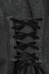 Black Sleeveless Jacquard Buckled Swallow-tailed Women's Gothic Vest - Product - 7
