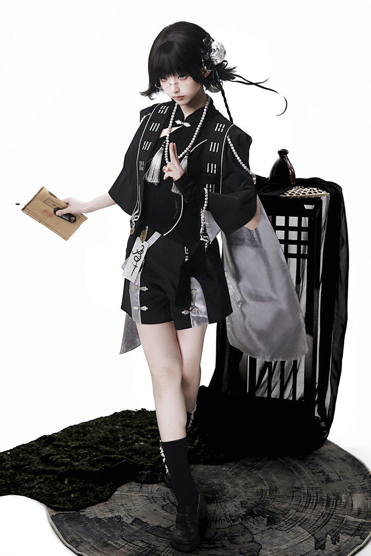 Black [The Strange End of the Immortal Sect] Sleeveless Chinese Style Ouji Lolita Set - Black - 1