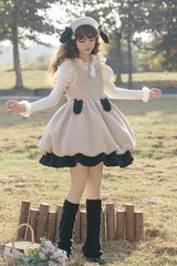 Ivory Cute Ollie The Sheep Autumn Winter Sweet Lolita Jsk Dress - Product - 2
