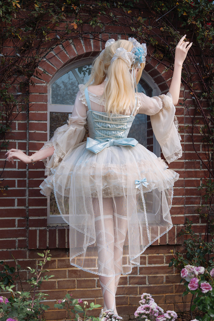 [Flowing Light Gift Box] Square Collar Sleeveless Multi-Layered Ruffled Bow Elegant Ballet Sweet Lolita Jsk Dress 6 Colors - Product - 3