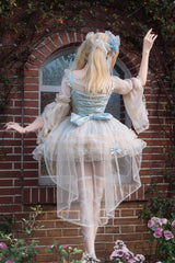 [Flowing Light Gift Box] Square Collar Sleeveless Multi-Layered Ruffled Bow Elegant Ballet Sweet Lolita Jsk Dress 6 Colors - Product - 3