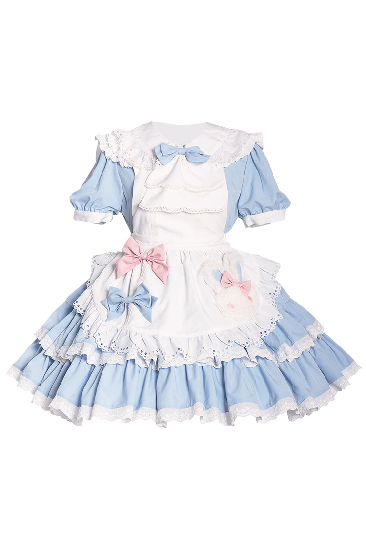 スウィート Maid 半袖 二層 フリル リボン ロリータワンピース 2色 商品画像