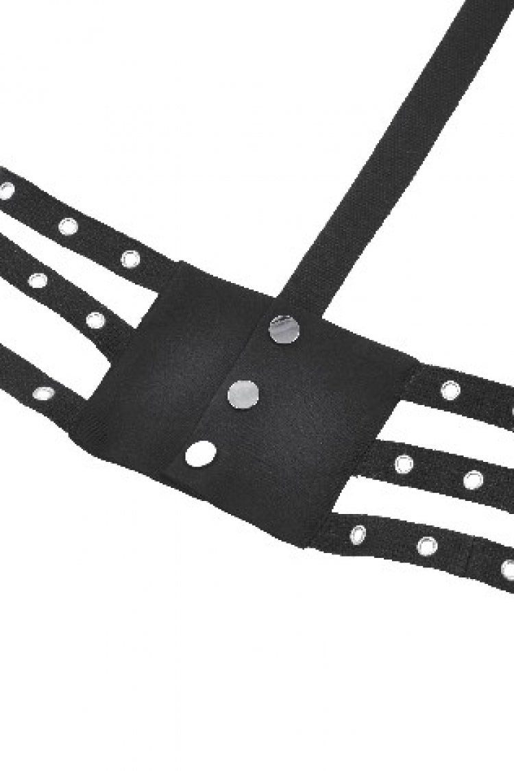 Black Women's Punk Halter Eyelet Chest Harness - Product - 17