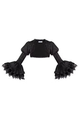 Black  [Letters & Poems · Twilight] Multi-Layered Jacquard Ruffled Witch Gothic Lolita Skirt 2 Versions - Waistcoat(Only) - 26