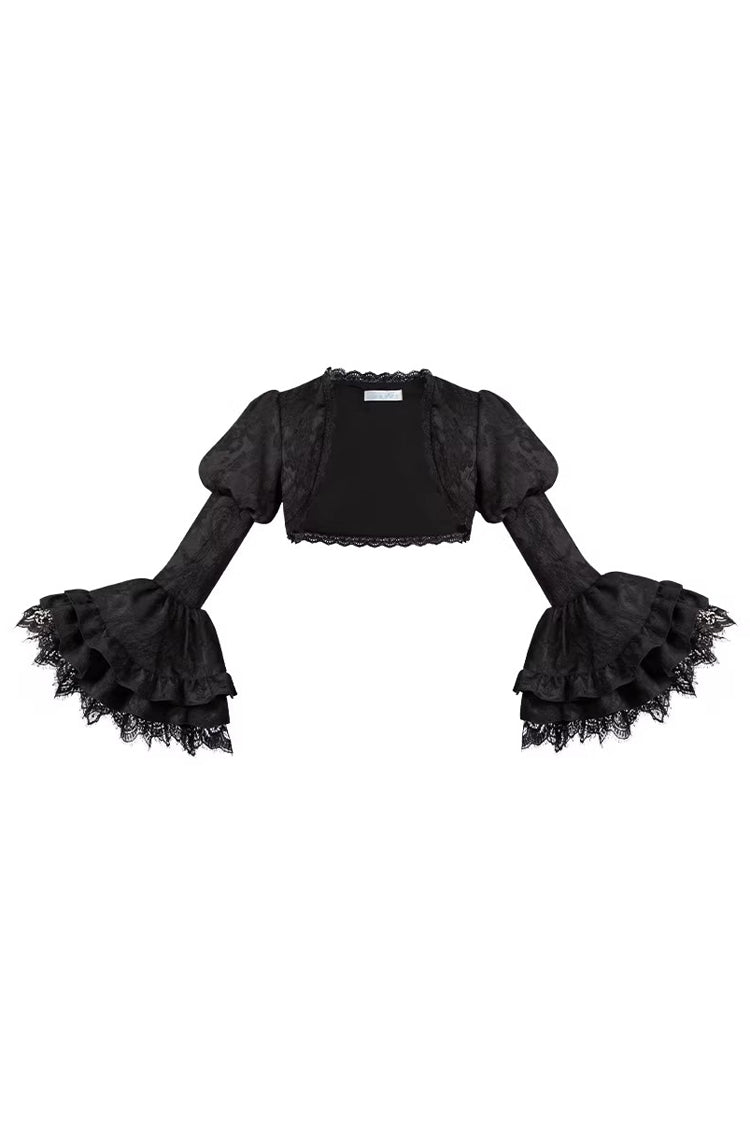 Black  [Letters & Poems · Twilight] Multi-Layered Jacquard Ruffled Witch Gothic Lolita Skirt 2 Versions - Waistcoat(Only) - 26