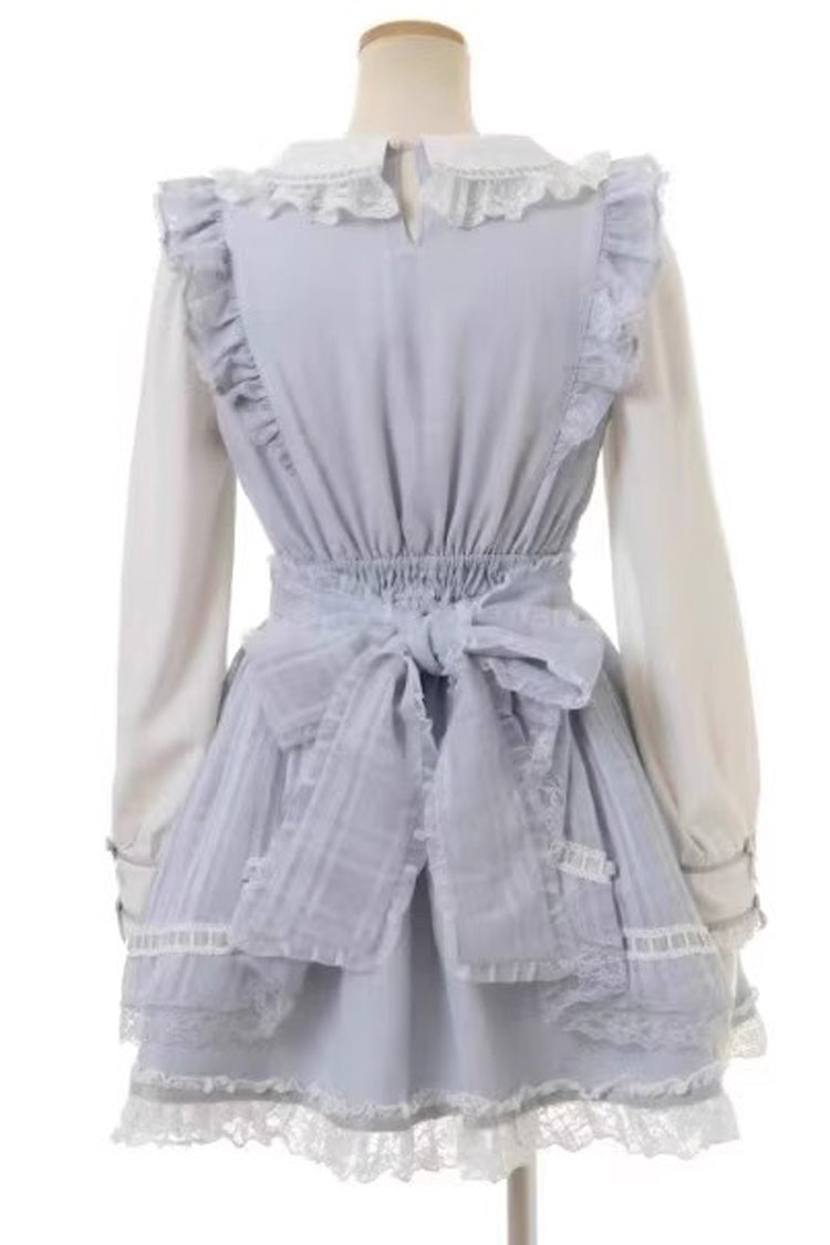 Jirai Kei Long Sleeves Print Ruffle Bowknot Lace-Up Dress 3 Colors - Product - 3