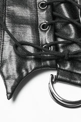 Black Stand Collar Long Sleeves Lace-Up Zipper Women's Punk Jacket - Product - 8