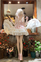 Pink [Dance of Time] Sleeveless Multi-Layered Ruffle Bowknot Lace Sweet Ballet Lolita Jsk Dress - Product - 5