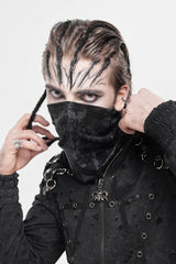 Black Printed Men's Punk Cool Mask Scarf - Product - 5