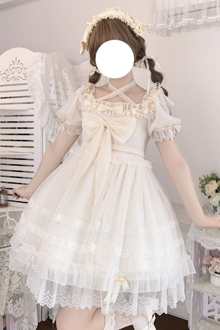 Ivory Ruffle Hanayome Bowknot Lace Sweet Princess Lolita Dress - Product - 4