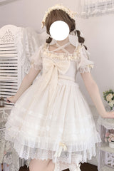 Ivory Ruffle Hanayome Bowknot Lace Sweet Princess Lolita Dress - Product - 4