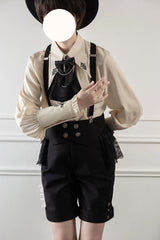 Black Night Raven Magic Ouji Prince Handsome Lolita Shirt Bib Shorts Set - Product - 7