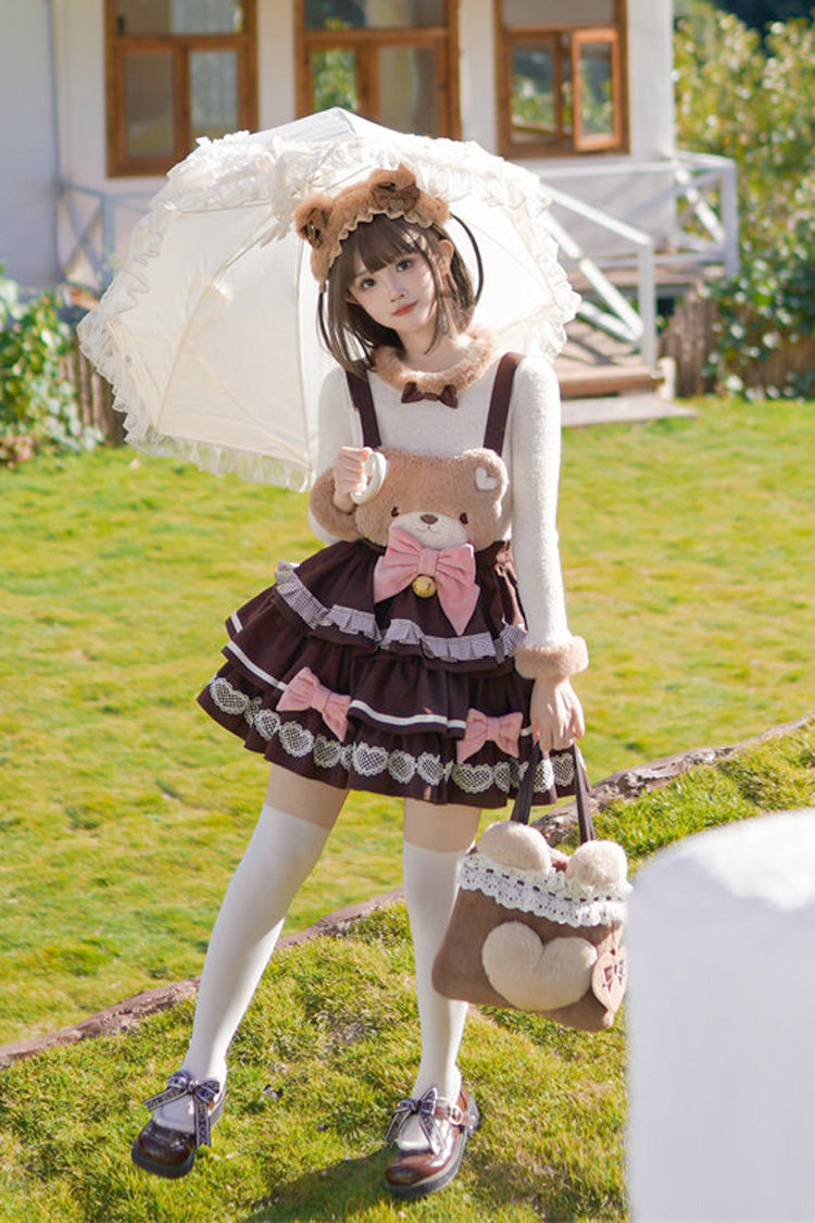 [Bunny Transformation] Detachable Bunny Cake Sleeveless Triple-Layered Ruffled Bow Sweet Strap Dress 2 Colors - Product - 8