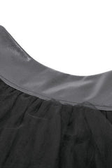 Black Multi-Layered Lace Mesh Women's Punk Short Skirt with D-Ring Ties Waist - Product - 15