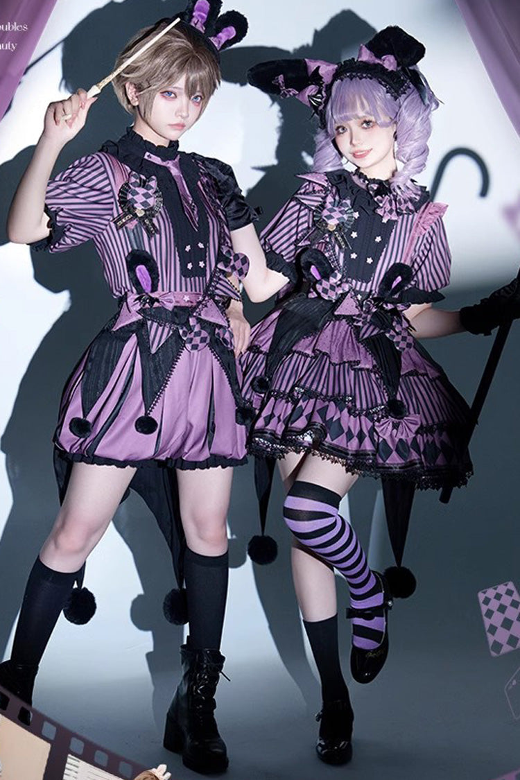 Purple Fantasy Circus Triple-Layered Print Ruffle Sweet Princess Lolita Dress - Product - 4