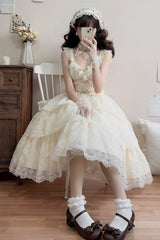 Ivory [Tidal] Triple-Layered Ruffle Bowknot Sweet Lolita Skirt 2 Versions - Product - 11