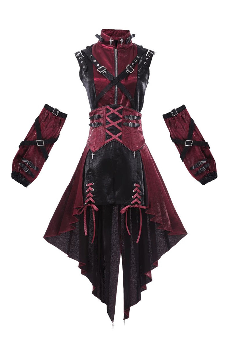 Black/Red [Chief Assassin] Lace-Up Gothic Ouji Lolita Set - Product - 2