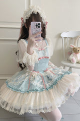 [Flower Season] Bowknot Lace Sweet Ballet Lolita Jsk Dress 4 Colors - Product - 2