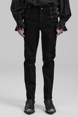 Black Slim Straps Symmetrical Men's Steampunk Straight Leg Pants - Black - 1