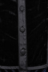 Black/Blue Lapel Collar Stitching Slim Men's Gothic Blouse - Product - 8
