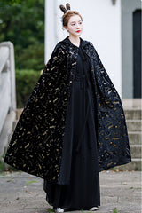 Black Costume Polka Dot Print Classic Hanfu Dress - Product - 4