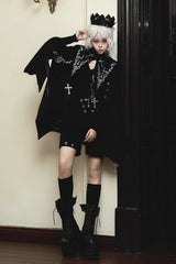 Black [The Eternal Night Descends] Embroidered Ouji Gothic Lolita Cloak Shorts Set - Product - 7