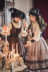 Demon Hunting Notes Long Lantern Sleeves Print Ruffle Sweet Elegant Lolita Dress 2 Colors - Product - 9