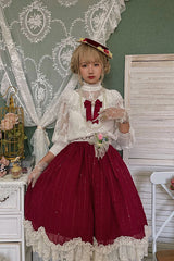 Wine Elegant Vintage Tulip Multi-Layer Ruffled Classic Lolita Skirt Dress - Product - 3