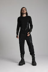 Black Round Collar Long Sleeves 3D Amor Patch Print Men's Punk T-Shirt - Product - 5